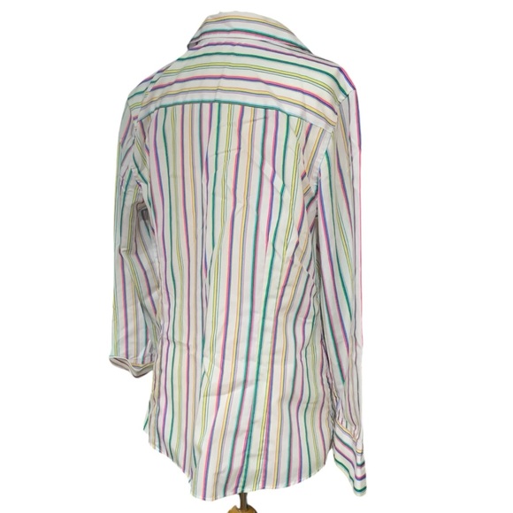 Vintage no-iron colorful striped button down Taylor Investments size 14 - Picture 3 of 6